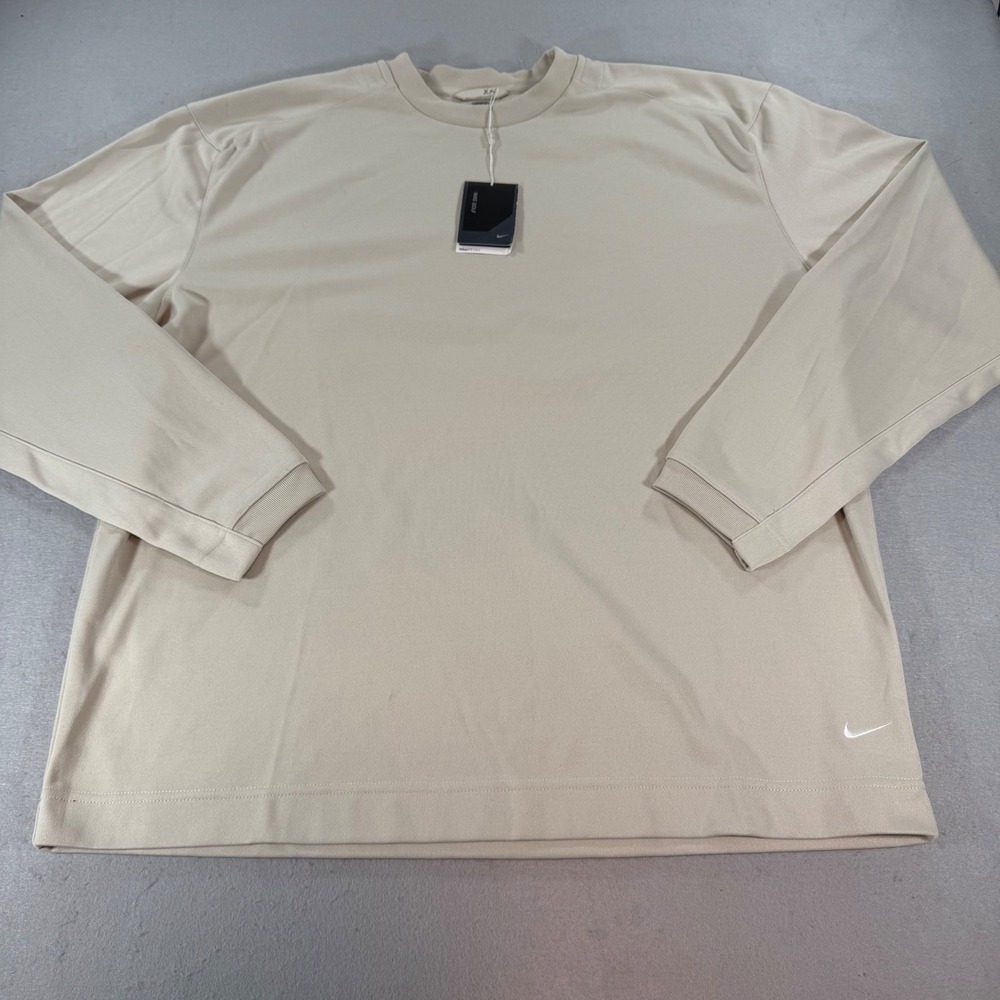 Nike‎ Golf Dri-FIT Long Sleeve Shirt Mens XXL Beige Tan Crewneck NWT